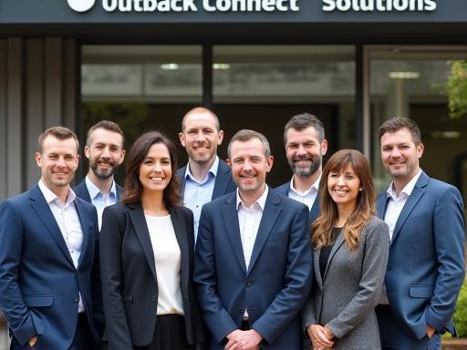 Friendly team in front of Outback Connect Solutions Bendigo office