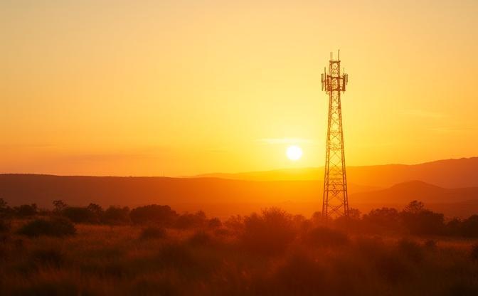 Telecommunications tower set in rural Australian landscape