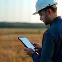 Engineer with tablet analyzing network connections